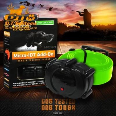 DT Systems Micro-iDT PLUS Add-On Collar Dog Receiver MAXX-Range 360 Green Strap - Image 1 of 4