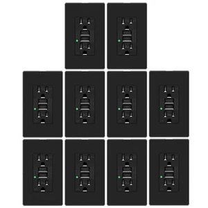 15 Amp GFCI Outlet GFI Duplex Receptacles LED Indicator TR WR w/Plate Black × 10 - Picture 1 of 12