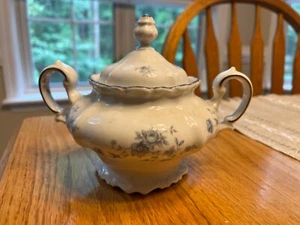 Johann Haviland Sugar Bowl & Lid Bavaria Germany Fine China Blue Garland Dinning - Picture 1 of 1