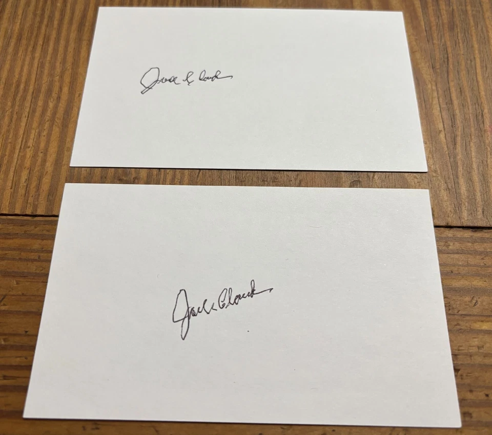 Jack Cloud Signed 3x5 Index Card Autographed NFL Football College HOF lot of (2) - Image 1 of 1