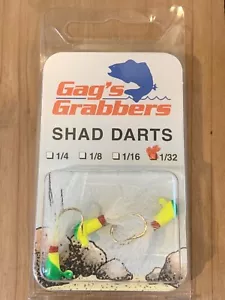 Gag’s Grabbers Shad Dart 1/32 oz #006 Green & Chartreuse 3 pro Pack Forelle Barsch - Bild 1 von 2