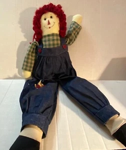 VTG. 22" COLLECTIBLE CLOTH RAGGEDY ANDY DOLL WITH BEAD EYES - Picture 1 of 8