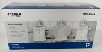 Tocador blanco Progress Lighting Cottage vidrio transparente 22 pulgadas 3 luces # 4968576 Foto 1 de 4
