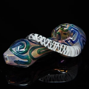 4.5" Handmade Thick Heavy Swirl Nebula Black Hole Smoking Bowl Glass Pipes - Picture 1 of 4