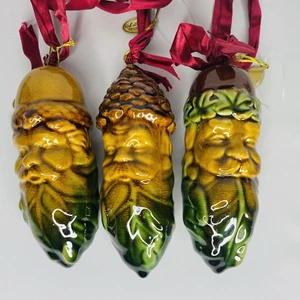 Katherines Collection Rustic Santa Ornaments Set of 3 Brown Green NWT - Picture 1 of 9
