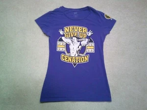 John Cena Never Give Up Cenation Womens Medium Blue Double Sided - Picture 1 of 10