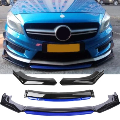 Para Mercedes Benz Classe A A A45 AMG Preto Azul Front Bumper Lip Spoiler Splitter - Imagem 1 de 4