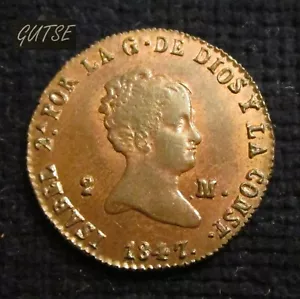 ESPAÑA, 690-ISABEL II, 2 MARAVEDIS 1847, SEGOVIA, GXF. - Imagen 1 de 2