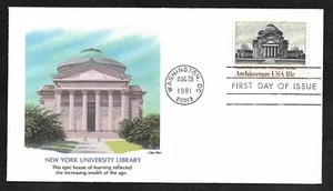 #1928 18c American Architecture (New York University Library) Fleetwood FDC - Picture 1 of 2