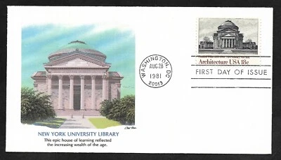 #1928 18c American Architecture (New York University Library) Fleetwood FDC - Image 1 of 2