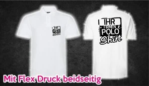 Firmen Polo Shirt weiß beidseitig Druck Wunsch Text Aufdruck Arzt Praxis Verein - Bild 1 von 5