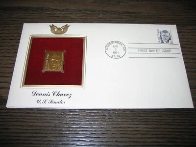 1991 年丹尼斯·查韦斯美国参议员复制品金邮票金封面 — 第 1/3 张图片