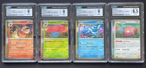Pokémon 151 ERROR Secuencia de conexión mal cortada 4 cartas Eeveelutions secuencial CGC - Imagen 1 de 12