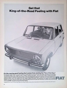 Publicidad impresa Fiat Modelo 124 1967 sedán de cuatro puertas asiento de conductor León King of Road - Imagen 1 de 1