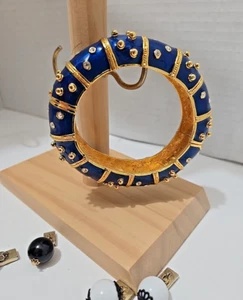 CAMROSE & KROSS JBK BRACELET BANGLE KENNEDY COLLECTION BLUE ENAMEL - VIDEO - Picture 1 of 10