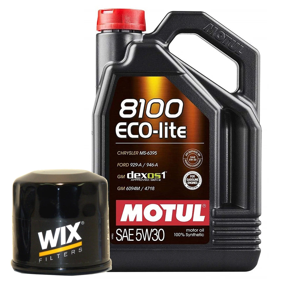 5L Motul 8100 ECO-LITE 5W30 Wix Filter Motor Oil Change Kit API SP-RC Foto 1 de 1