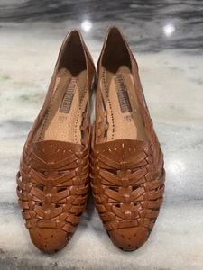 The Leather Collection Women's Brown Woven Leather Mules Slip On - Size 12 US - Picture 1 of 6