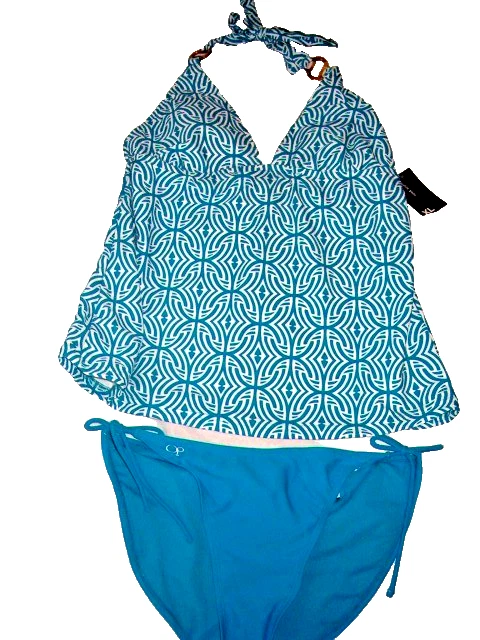 Tankini Top (Massimo) Parte Inferior (OP) 2 Piezas Traje de Baño - Mezcla y Combinación (Turquesa) - Talla XL Foto 1 de 4
