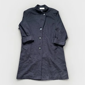 Vintage Christian Dior Monsieur Mens 16 Black Gray Wool Overcoat Made In USA - Picture 1 of 6