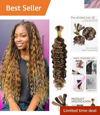 P4/27 Honey Blonde 18-Inch Human Hair Braiding Bundle for Effortless Boho Styles - Image 1 of 4