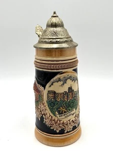 Vintage KÖNIG 6 Deutscher Bierstein Heidelberg Schloss Zinndeckel West Germany 6" - Bild 1 von 22