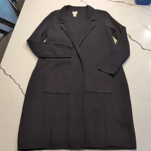 Chicos lässige offene lange Strickjacke schwarz 100 % Baumwolle Strick Größe 1 USA Größe 8 Medium - Bild 1 von 10