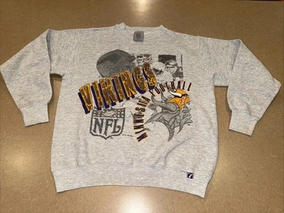 Vtg Logo 7 Minnesota Vikings Crewneck Sweatshirt NFL USA Made 90s 1991 Mens M - Image 1 of 4