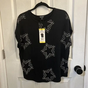 Top de mujer Buffalo David Bitton manga corta, negro talla pequeña nuevo con etiquetas - Imagen 1 de 14