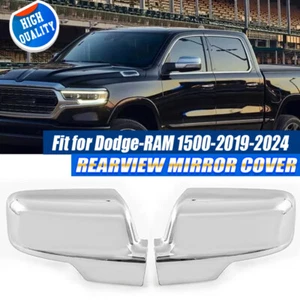 For 2019~2024 Dodge Ram 1500 Chrome Mirror Cover Overlay W/ Turn Signal Cutout - Picture 1 of 13