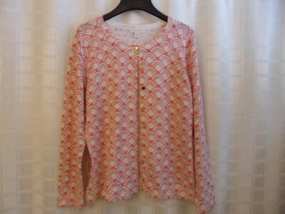 Nuevo Cárdigan Suéter Charter Club Talla XL Dorado Abotonado Blanco/Rosas Rayón  Foto 1 de 4