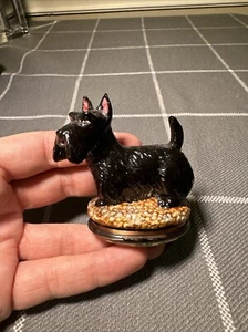 HALCYON DAYS ENGLISCHE EMAILLE BOX - SCOTTISH TERRIER BONBONNIERE - SCOTTIE - SCOTTY - Bild 1 von 7