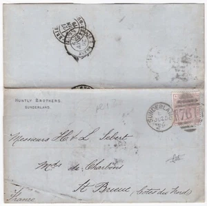 1879 HUNTLY BROS SUNDERLAND DÚPLEX 21⁄2d PL 1? CARTA DE CARBÓN ALLOA & MUIRCOCKHALL - Imagen 1 de 3