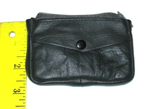 Vintage Black Leather Key Holder Key Wallet and Coin Purse Cowhide 6 Rings New - Picture 1 of 7