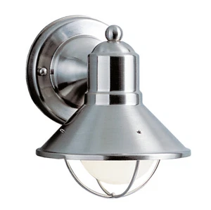 Kichler 9021NI Seaside 1-Light 7.5" Small Outdoor Wall in Brushed Nickel - Picture 1 of 2
