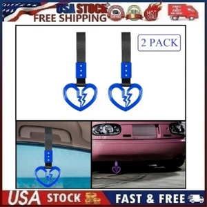 2 Broken Heart TSURIKAWA Blue Crystal Ring Car Bus Handle Strap Nylon Blue - Picture 1 of 12