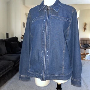 Kathy Daniels Denim Jacket With Rhinestone Long Sleeve Vintage - Picture 1 of 12