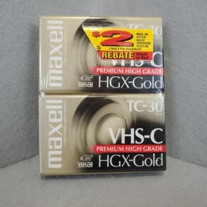 Maxell TC-30 VHS-C HGX Gold Camcorder Tapes Videocassette Pack of 2 NEW SEALED - Picture 1 of 3