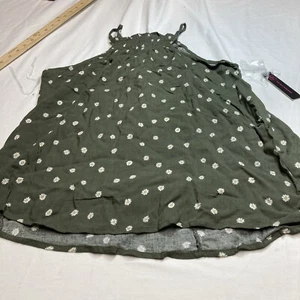 No Boundaries Size M (7-9) Juniors' Green Floral Woven Cami NWT Tank Top - Picture 1 of 12