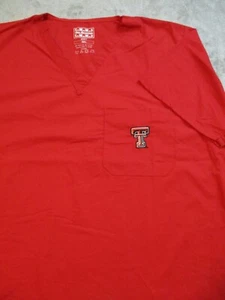 Texas Tech Red Raiders Scrubs Shirt Mens XXXL Red Football University Nurse Top - Picture 1 of 16