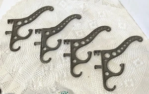 Antique Coat Hat Clothing Rack Cast Iron Hooks set of 4 Vintage industrial - Picture 1 of 3
