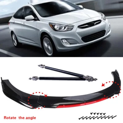 For Hyundai Accent Sedan/Hatchback Black&Red Front Bumper Lip Splitter Spoiler - Imagem 1 de 4