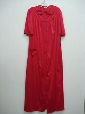 USA Made Nancy King Lingerie Soft Luster Nylon Robe Size Medium Red #694N - Image 1 of 2
