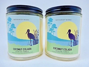 2 BATH & BODY WORKS COCONUT COLADA 1 WICK SCENTED CANDLE 7 oz WITH NATURAL OILS - Picture 1 of 8