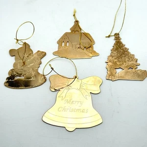 Juego de 4 adornos navideños vintage 1978 L. Vernon & Rodeo latón - Imagen 1 de 10