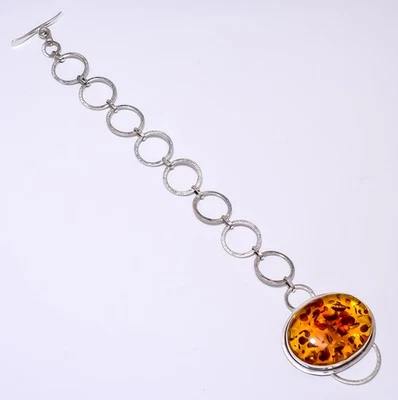 Amber 925 Sterling Silver Bracelet 7.99" B_9214_73_19 - Image 1 of 4