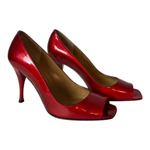 Stuart Weitzman Valentinstag rot Lackleder zehenfrei Pumps Stilettoabsatz 6M - Bild 1 von 9