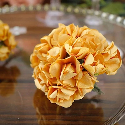 144 pcs Gold CRAFT 0.5" wide MINI PAPER ROSES Wedding Party Flowers SALE - Image 1 of 4