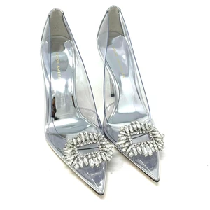 Good American Cinder-Rella Pumps Size 9.5 Glass Lucite GA275JPB-E - Picture 1 of 12