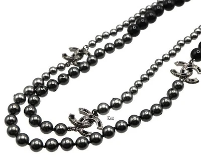 CHANEL Collar Colgante Gargantilla AUTÉNTICO Kenkenjp COCO Negro Perla Falsa Estrás Foto 1 de 4