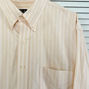 Jos A Bank Travelers Collection Shirt Mens L Button Up LS Yellow Stripe Cotton - Picture 1 of 10